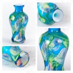 KAMMAK Colored Glass Vase, Beautiful Hand Blown Decorative Vase, Modern Art Vase for Flower Mantle Dining Table Centerpiece, Entryway Living Room Wedding Decoration (JG2145)
