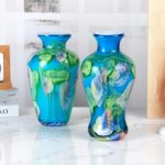 KAMMAK Colored Glass Vase, Beautiful Hand Blown Decorative Vase, Modern Art Vase for Flower Mantle Dining Table Centerpiece, Entryway Living Room Wedding Decoration (JG2145)