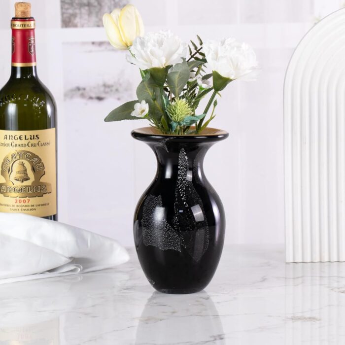 KAMMAK Colored Glass Vase, Beautiful Hand Blown Decorative Vase, Modern Art Vase for Flower Mantle Dining Table Centerpiece, Entryway Living Room Wedding Decoration, FH02007