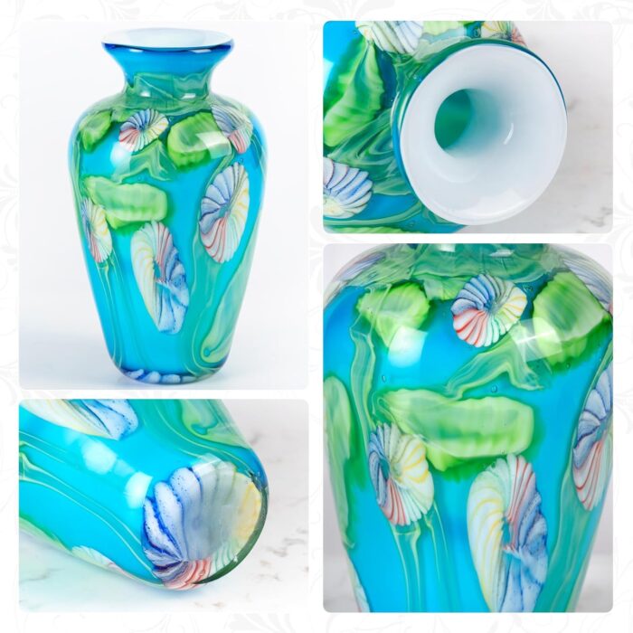 KAMMAK Colored Glass Vase, Beautiful Hand Blown Decorative Vase, Modern Art Vase for Flower Mantle Dining Table Centerpiece, Entryway Living Room Wedding Decoration (JG2146)
