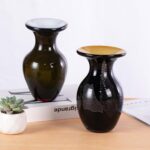 KAMMAK Colored Glass Vase, Beautiful Hand Blown Decorative Vase, Modern Art Vase for Flower Mantle Dining Table Centerpiece, Entryway Living Room Wedding Decoration, FH02007