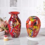 KAMMAK Colored Glass Vase, Beautiful Hand Blown Decorative Vase, Modern Art Vase for Flower Mantle Dining Table Centerpiece, Entryway Living Room Wedding Decoration (JG2147)