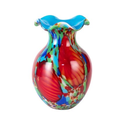 KAMMAK Colored Glass Vase, Beautiful Hand Blown Decorative Vase, Modern Art Vase for Flower Mantle Dining Table Centerpiece, Entryway Living Room Wedding Decoration, FH02035