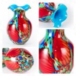 KAMMAK Colored Glass Vase, Beautiful Hand Blown Decorative Vase, Modern Art Vase for Flower Mantle Dining Table Centerpiece, Entryway Living Room Wedding Decoration, FH02035 KAMMAK 8HPFH02035 glass vase close-up material texture detail image 4