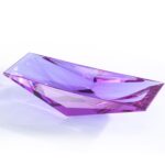 KAMMAK Crystal Glass Fruit Bowl, Luxury Centerpiece Glass Bowl, Hand Blown Decorative Dessert Plate, Purple Aesthetic Counter Decor, Transparent Rectangular Large Modern Art...