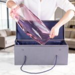 KAMMAK Crystal Glass Fruit Bowl, Luxury Centerpiece Glass Bowl, Hand Blown Decorative Dessert Plate, Pink Aesthetic Counter Decor, Transparent Rectangular Large Modern Art...