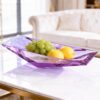 KAMMAK Crystal Glass Fruit Bowl, Luxury Centerpiece Glass Bowl, Hand Blown Decorative Dessert Plate, Purple Aesthetic Counter Decor, Transparent Rectangular Large Modern Art... KAMMAK 8KPXY0018 home decor product side angle view showing silhouette