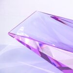 KAMMAK Crystal Glass Fruit Bowl, Luxury Centerpiece Glass Bowl, Hand Blown Decorative Dessert Plate, Purple Aesthetic Counter Decor, Transparent Rectangular Large Modern Art...