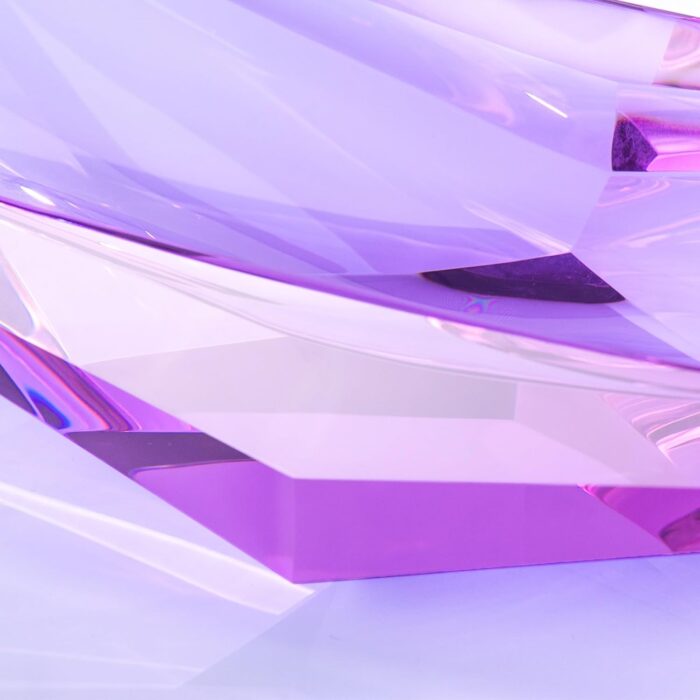 KAMMAK Crystal Glass Fruit Bowl, Luxury Centerpiece Glass Bowl, Hand Blown Decorative Dessert Plate, Purple Aesthetic Counter Decor, Transparent Rectangular Large Modern Art...