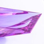 KAMMAK Crystal Glass Fruit Bowl, Luxury Centerpiece Glass Bowl, Hand Blown Decorative Dessert Plate, Purple Aesthetic Counter Decor, Transparent Rectangular Large Modern Art...