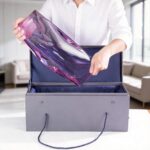 KAMMAK Crystal Glass Fruit Bowl, Luxury Centerpiece Glass Bowl, Hand Blown Decorative Dessert Plate, Purple Aesthetic Counter Decor, Transparent Rectangular Large Modern Art...