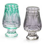 KAMMAK Crystal Snifter Glass Set of 2 - Hand Blown Stemmed Whiskey Glass for Bourbon-6oz, Colored Brandy & Cognac Glass, Elegant Etched Detailing, Luxury Barware for Tasting &...