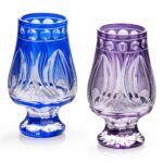 KAMMAK Crystal Snifter Glass Set of 2 - Hand Blown Stemmed Whiskey Glass for Bourbon-6oz, Colored Brandy & Cognac Glass, Elegant Etched Detailing, Luxury Barware for Tasting &...