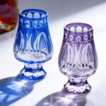 KAMMAK Crystal Snifter Glass Set of 2 - Hand Blown Stemmed Whiskey Glass for Bourbon-6oz, Colored Brandy & Cognac Glass, Elegant Etched Detailing, Luxury Barware for Tasting &...
