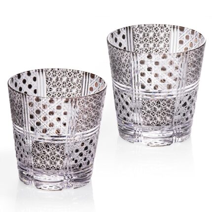 KAMMAK Crystal Whiskey Glasses Set of 2, 10.8oz Old Fashioned Glasses Stemless, Hand Blown Black Cocktail Glasses, Luxury Handcrafted Ice Ball Cup for Women, Perfect Men Gift...