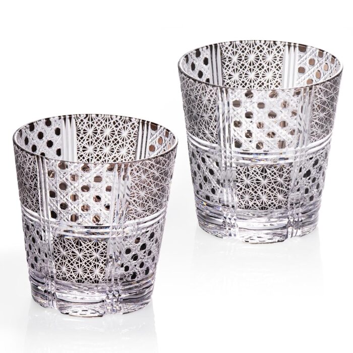 KAMMAK Crystal Whiskey Glasses Set of 2, 10.8oz Old Fashioned Glasses Stemless, Hand Blown Black Cocktail Glasses, Luxury Handcrafted Ice Ball Cup for Women, Perfect Men Gift...