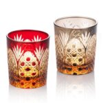 KAMMAK Crystal Whiskey Glasses Set of 2, 8.1oz Colored Old Fashioned Glasses Stemless, Hand Blown Cocktail Glasses, Luxury Handcrafted Ice Ball Cup, Ideal Gift for Bourbon...