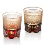 KAMMAK Crystal Whiskey Glasses Set of 2, 8.1oz Colored Old Fashioned Glasses Stemless, Hand Blown Cocktail Glasses, Luxury Handcrafted Ice Ball Cup, Ideal Gift for Bourbon...