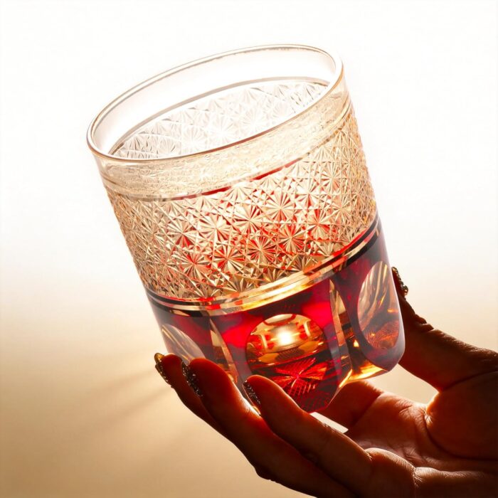 KAMMAK Crystal Whiskey Glasses Set of 2, 8.1oz Colored Old Fashioned Glasses Stemless, Hand Blown Cocktail Glasses, Luxury Handcrafted Ice Ball Cup, Ideal Gift for Bourbon...