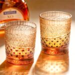 KAMMAK Crystal Whiskey Glasses Set of 2, 8.1oz Colored Old Fashioned Glasses Stemless, Hand Blown Cocktail Glasses, Luxury Handcrafted Ice Ball Cup, Ideal Gift for Bourbon...