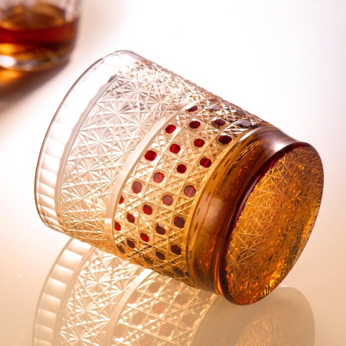KAMMAK Crystal Whiskey Glasses Set of 2, 8.1oz Colored Old Fashioned Glasses Stemless, Hand Blown Cocktail Glasses, Luxury Handcrafted Ice Ball Cup, Ideal Gift for Bourbon...