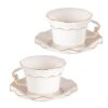 KAMMAK Tea Cups and Saucers Set of 2, 6.4oz Porcelain Coffee Cups with Saucers, Ceramic Espresso Mugs for Coffee, Latte, Americano, Tea, Elegant Teacup and Saucer (YFH16) KAMMAK 8CZYFH016 glass vase side angle view showing silhouette