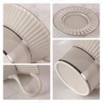 KAMMAK Tea Cups and Saucers Set of 2, 6.7oz Porcelain Coffee Cups with Saucers, Ceramic Espresso Mugs for Coffee, Latte, Americano, Tea, UN Teacup and Saucer (YFH6+7)