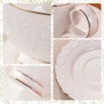 KAMMAK Tea Cups and Saucers Set of 2, 6.7oz Porcelain Coffee Cups with Saucers, Ceramic Espresso Mugs for Coffee, Latte, Americano, Tea, Elegant Teacup and Saucer (YFH14)