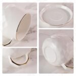 KAMMAK Tea Cups and Saucers Set of 2, 7.1oz Porcelain Coffee Cups with Saucers, Ceramic Espresso Mugs for Coffee, Latte, Americano, Tea, Elegant Teacup and Saucer (YFH5)