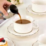 KAMMAK Tea Cups and Saucers Set of 2-7.8oz Elegant Teacup and Saucer (YFH3)