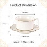 KAMMAK Tea Cups and Saucers Set of 2-7.8oz Elegant Teacup and Saucer (YFH3)