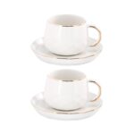 KAMMAK Tea Cups and Saucers Set of 2-7.8oz Elegant Teacup and Saucer (YFH3)