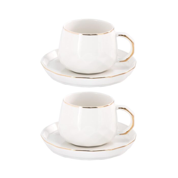 KAMMAK Tea Cups and Saucers Set of 2-7.8oz Elegant Teacup and Saucer (YFH3)