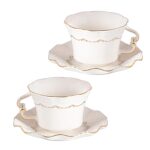 KAMMAK Tea Cups and Saucers Set of 2-7.8oz Elegant Teacup and Saucer (YFH3)