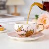 KAMMAK Tea Cups and Saucers Set of 2, Porcelain Coffee Cups, Stackable Espresso Mugs, Ceramic Demitasse for Coffee, Latte, Americano, Tea, Gradient Pink + Blue KAMMAK 8CZNX039+40 ceramic cup and saucer scale and proportion view image 6