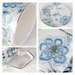 KAMMAK Tea Cups and Saucers Set of 2, Porcelain Coffee Cups, Stackable Espresso Mugs, Ceramic Demitasse for Coffee, Latte, Americano, Tea, Golden Pink + Platinum Blue