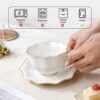 KAMMAK Tea Cups and Saucers Set of 2, Porcelain Coffee Cups with Saucers, Ceramic Espresso Mugs for Coffee, Latte, Americano, Tea, 7oz Elegant Teacup and Saucer (YFH4) KAMMAK 8CZYFH004 ceramic cup and saucer scale and proportion view image 6