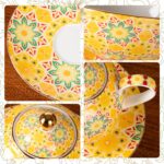 KAMMAK Tea for One, Porcelain Teapot and Cup Set, Yellow Tea Pot and Saucers Set, Ceramic Tea Set for Tea Party, Office and Home, Tea Cups and Saucer Set for Coffee, Cappuccino,...