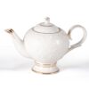 KAMMAK Teapot with Handle, Vintage Porcelain Tea Pot with Gold Trim, Blooming & Loose Leaf Teapot, Festive Holiday Serveware, Gifts for Women, Rose 37 oz KAMMAK 8CZYFH019 ceramic teapot front view for product display