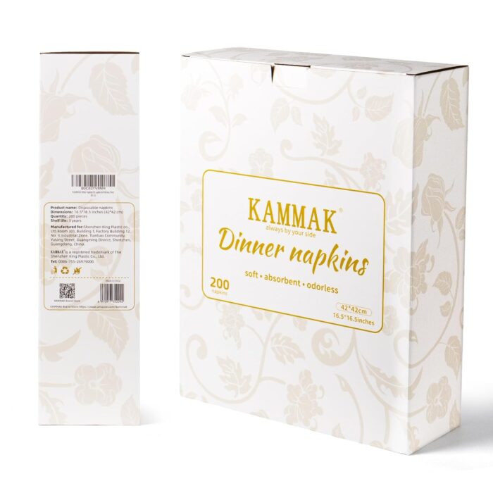 KAMMAK White Napkins Dinner Paper with Pocket 200 Pack Disposable Linen Feel Wedding Reception Napkins Bulk for Decorations Restaurant Guest Hand Towel Lunch Napkin for Bathroom...