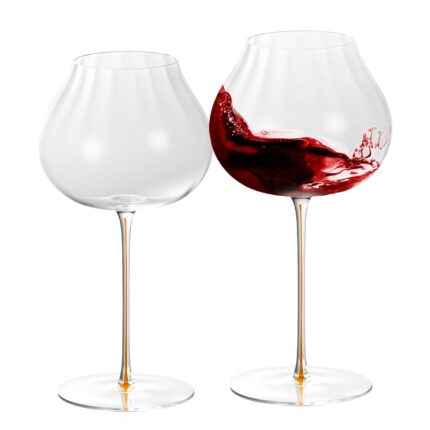 KAMMAK Wine Glasses Set of 2, 24.69 oz Hand Blown Crystal Bordeaux Wine Glasses, Thin Rim & Long Stem, Perfect for Red & White, Daily Use, Wedding or Birthday Gift with Gift...