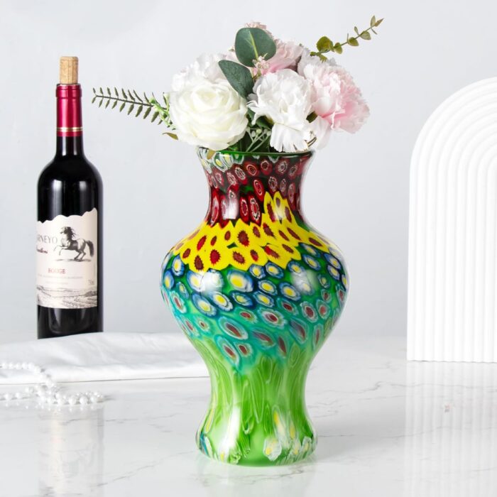 Modern Art Vase for Flower Mantle Dining Table Centerpiece, Entryway Living Room Wedding Decoration, FH02117 KAMMAK 8HPFH02117 glass vase styled on dining table image 3