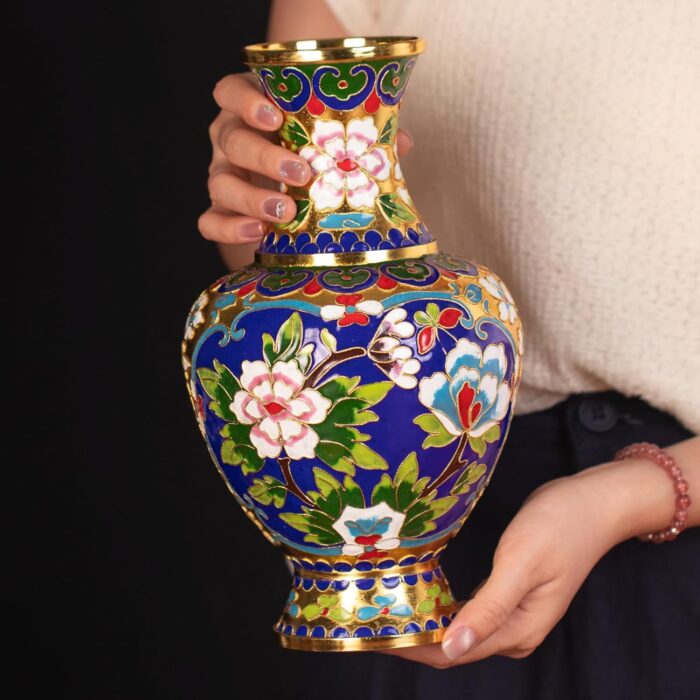 Vases for Flower, Medium Handicraft Blue Vase, Lightweight Bottle, Vintage Art Decorative for Home Living Room, Office, Table Centerpieces, Bookshelves and Wedding Decorations