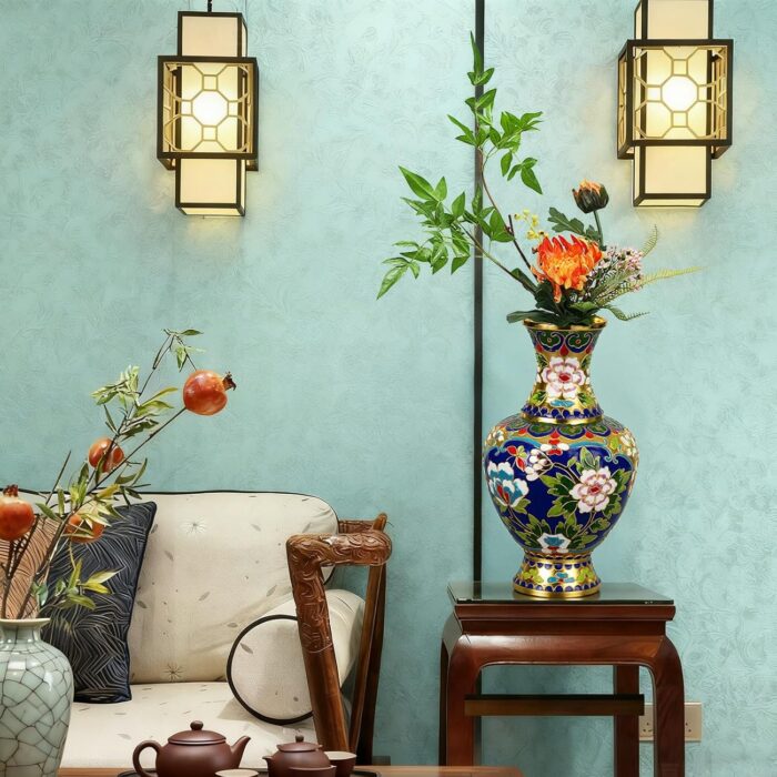 Vases for Flower, Medium Handicraft Blue Vase, Lightweight Bottle, Vintage Art Decorative for Home Living Room, Office, Table Centerpieces, Bookshelves and Wedding Decorations