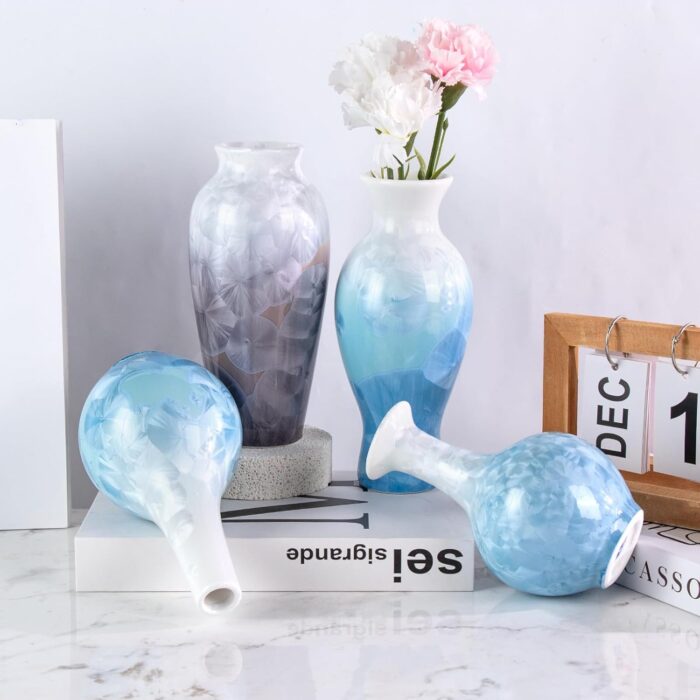 Colored Ceramic Vase, Beautiful Hand-Painted Decorative Vase, Modern Art Porcelain Vase for Flower Mantle Dining Table Centerpiece, Entryway Living Room Wedding Decoration（DSH09）