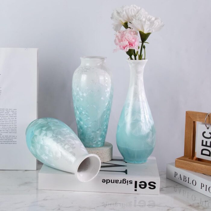 Colored Ceramic Vase, Beautiful Hand-Painted Decorative Vase, Modern Art Porcelain Vase for Flower Mantle Dining Table Centerpiece, Entryway Living Room Wedding Decoration（DSH05）