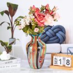 Colored Glass Flower Vase, Beautiful Hand Blown Decorative Vase, Modern Art Decorative for Home Living Room, Office, Table Centerpieces, Bookshelves and Wedding Decorations （JG43）