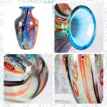 Colored Glass Flower Vase, Beautiful Hand Blown Decorative Vase, Modern Art Decorative for Home Living Room, Office, Table Centerpieces, Bookshelves and Wedding Decorations （JG43）