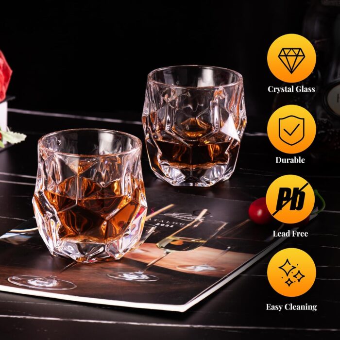 KAMMAK 240ml Football Whiskey Glass, Unique Soccer - Shaped Crystal Clear Whiskey Tumbler, Heavy - Base Old Fashioned Glass for Bourbon, Scotch, Cocktails, Ideal for Sports Fans...