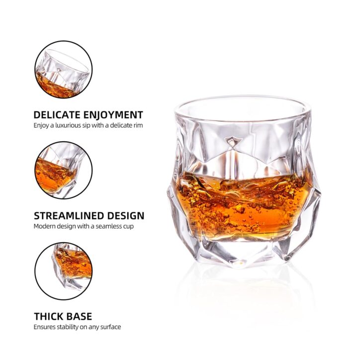 KAMMAK 240ml Football Whiskey Glass, Unique Soccer - Shaped Crystal Clear Whiskey Tumbler, Heavy - Base Old Fashioned Glass for Bourbon, Scotch, Cocktails, Ideal for Sports Fans...